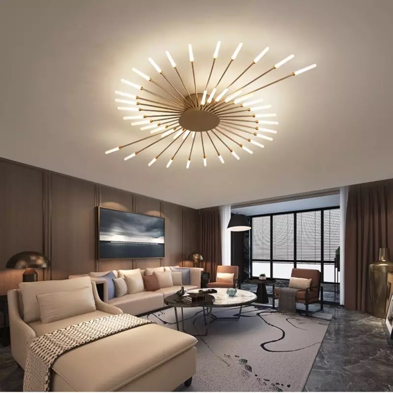 Pranika Modern Sputnik LED Fireworks Semi Flush Mount Ceiling Light