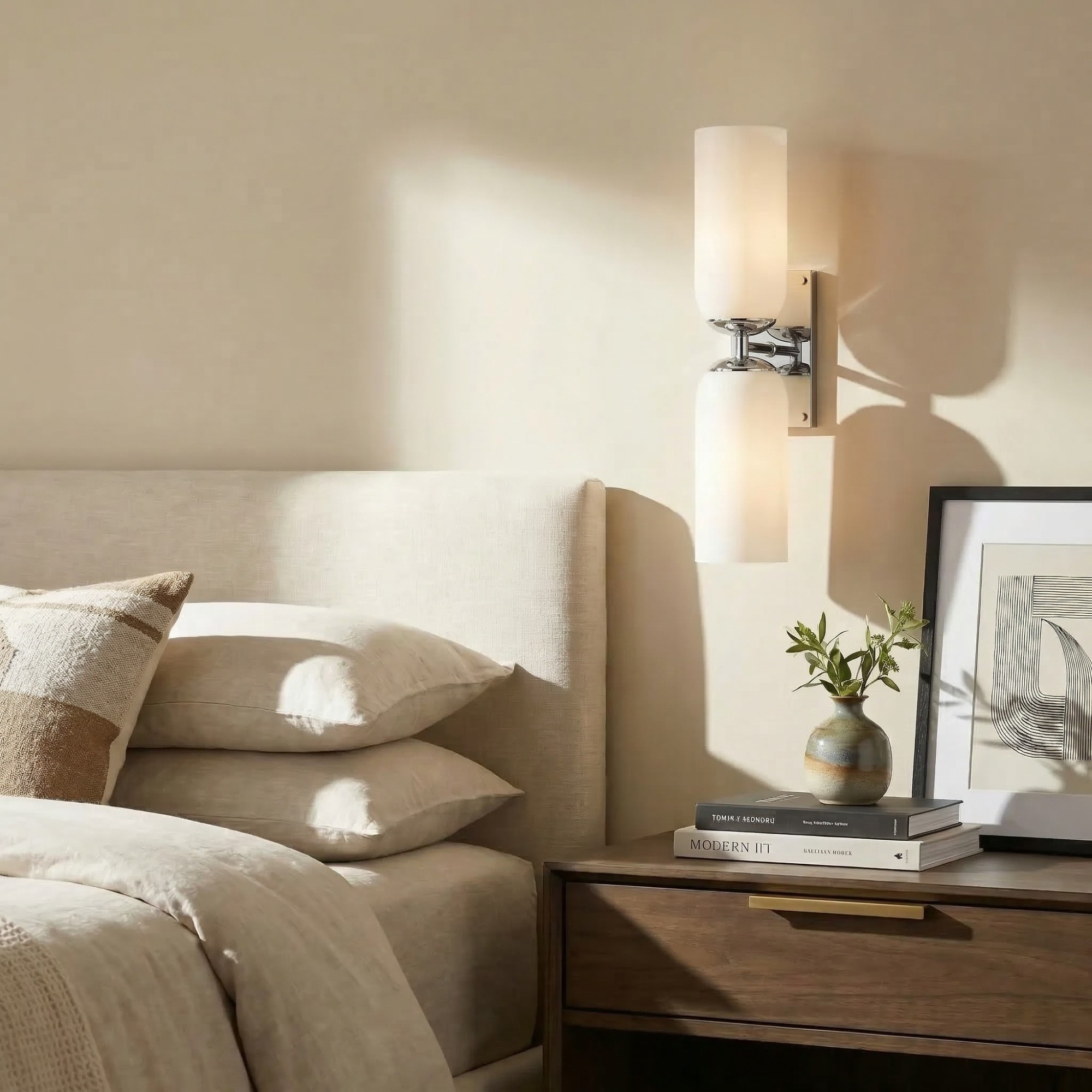 Iliana Rustic White Glass Double Tube Wall Sconce