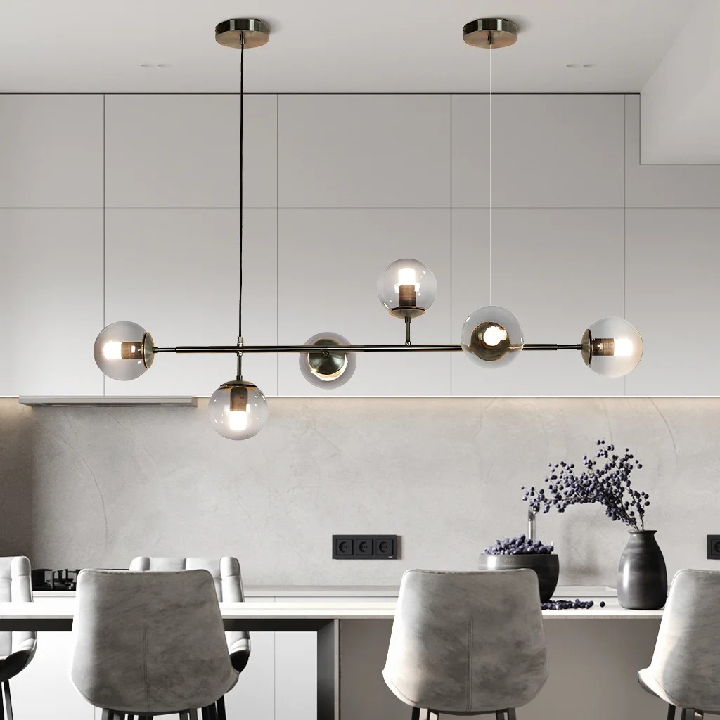 Celestina 6 Light Linear Glass Orb Pendant Light