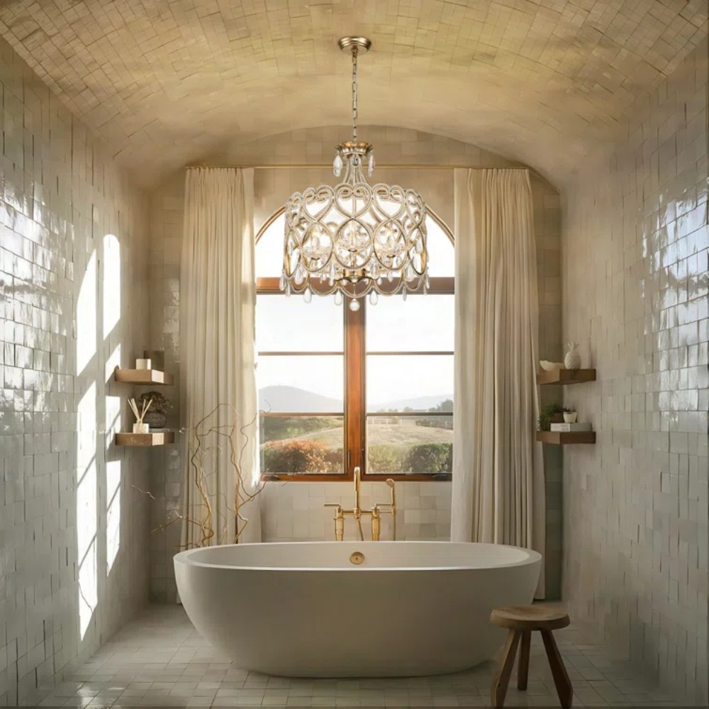 Neve Luxury French Antique Crystal Drum Chandelier