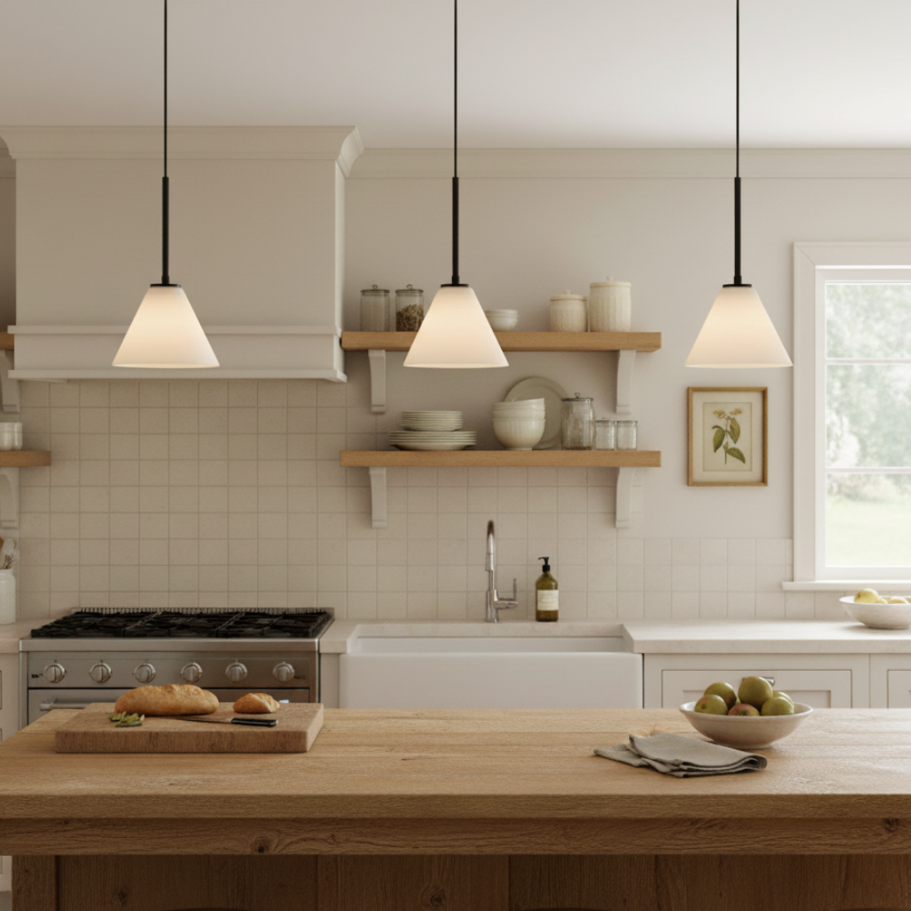 Nori Minimalist Brass Glass Cone Pendant Light