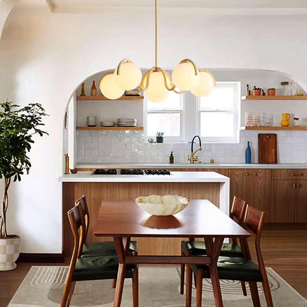 Mian Modern Curve Glass Globe Chandelier
