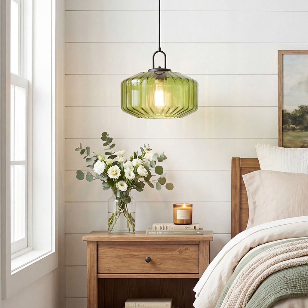 Ivan Vintage Handmade Striped Glass Pendant Light