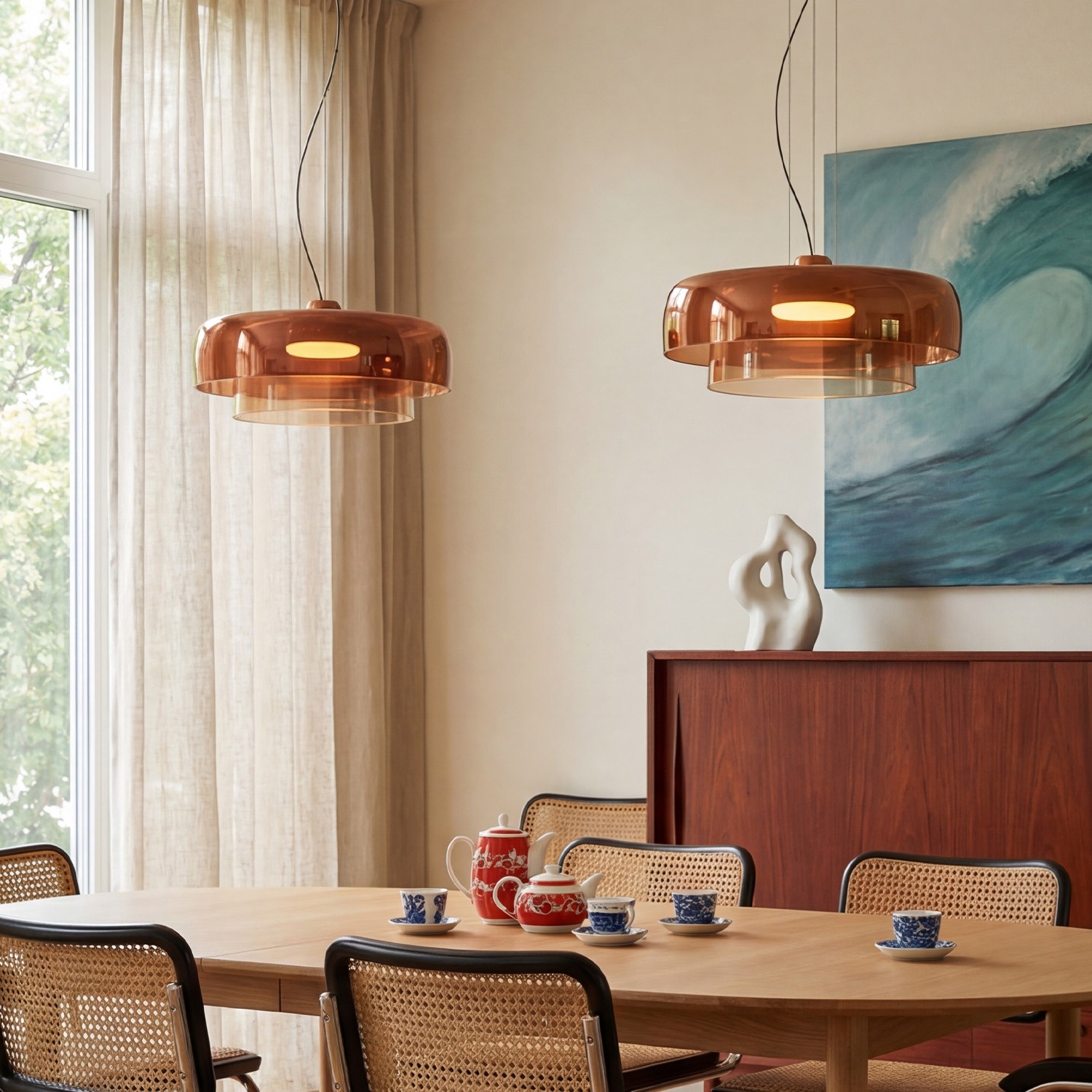 Zaire Bowl Shaped Layer Stained Glass Pendant Light