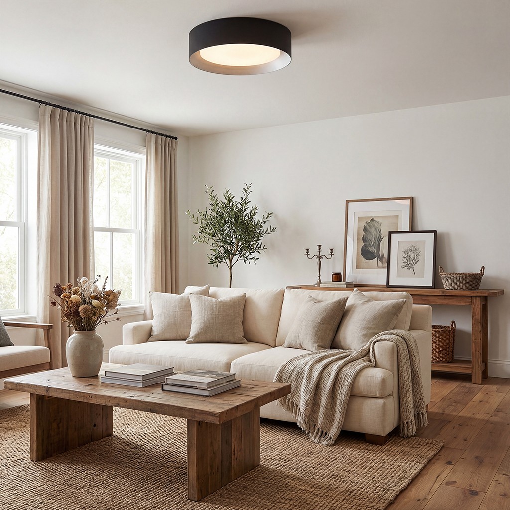 Zenith Nordic ‎Minimalist Metal Round Semi Flush Mount Ceiling Light