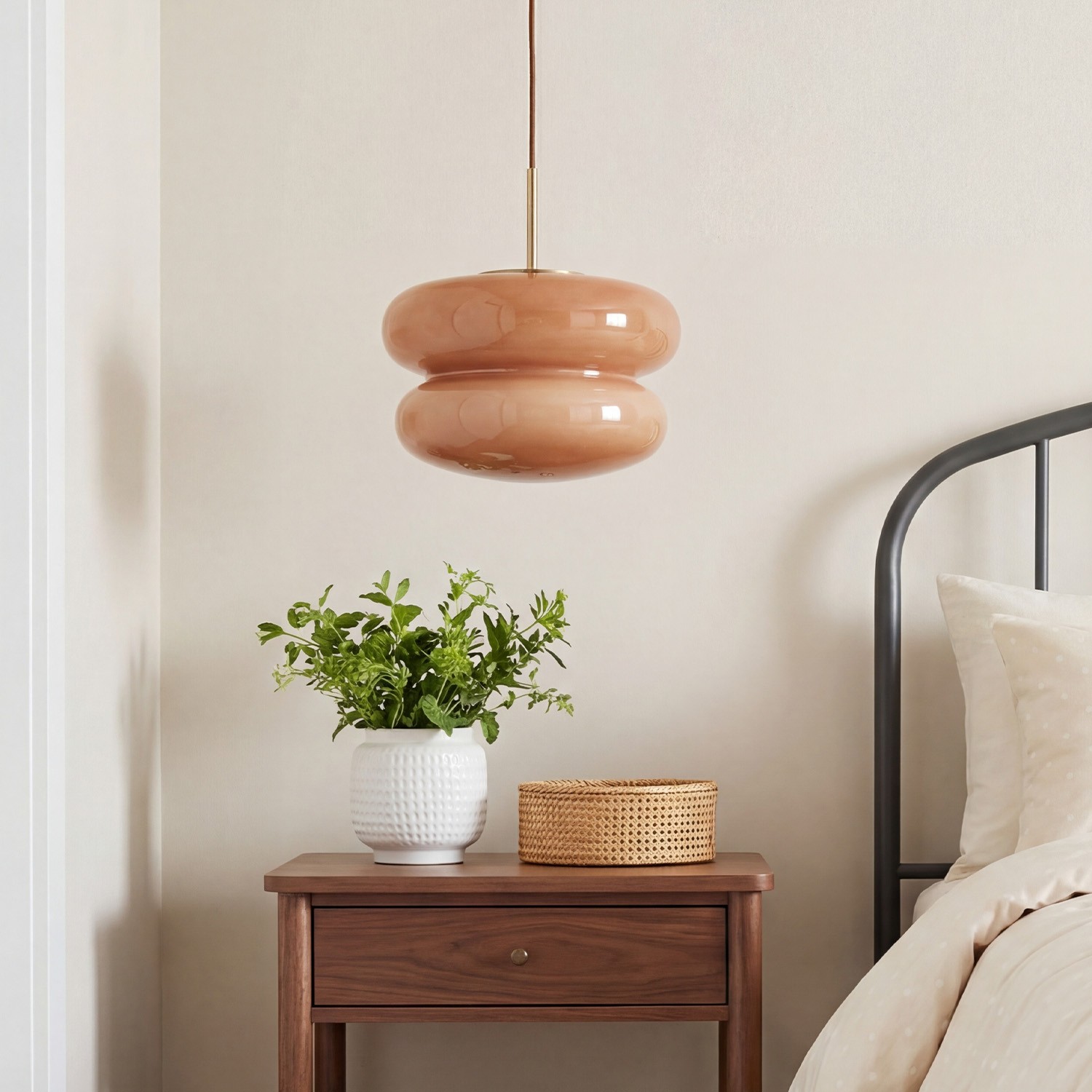 Josie Cream Bauhaus Opal Glass Pendant Light