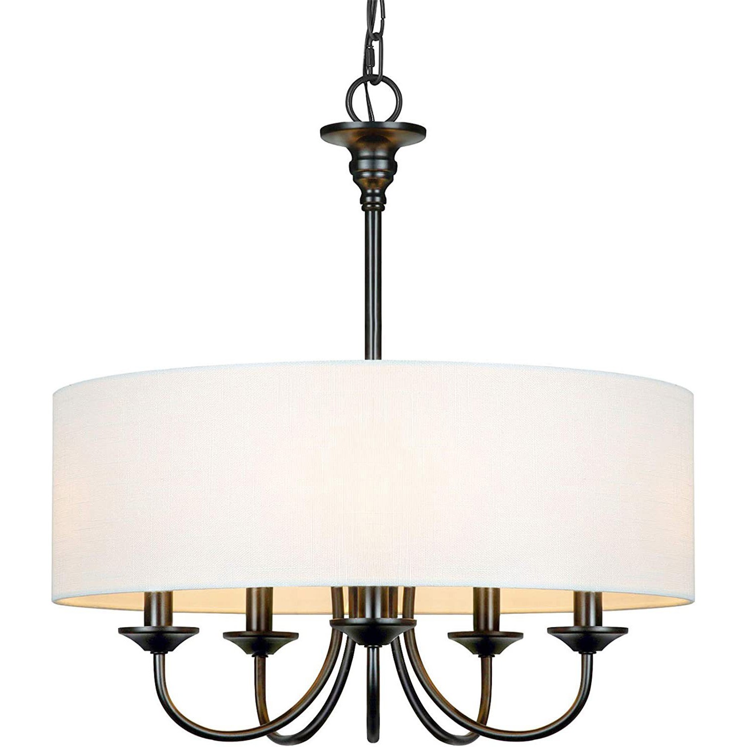 Nyneve 5 Light Dimmable Fabric Drum Chandelier