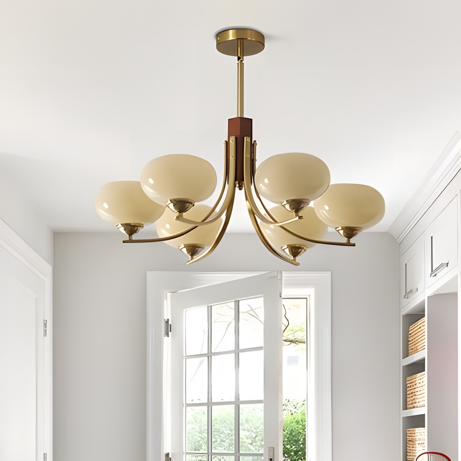 Juino Wood Farmhouse Milk Ball Sputnik Chandelier