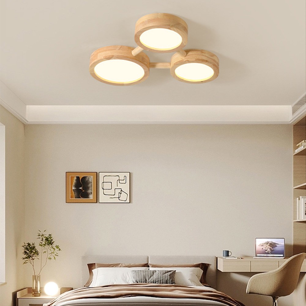 Phelith Modern Multi Heads Wood LED Ceiling Light