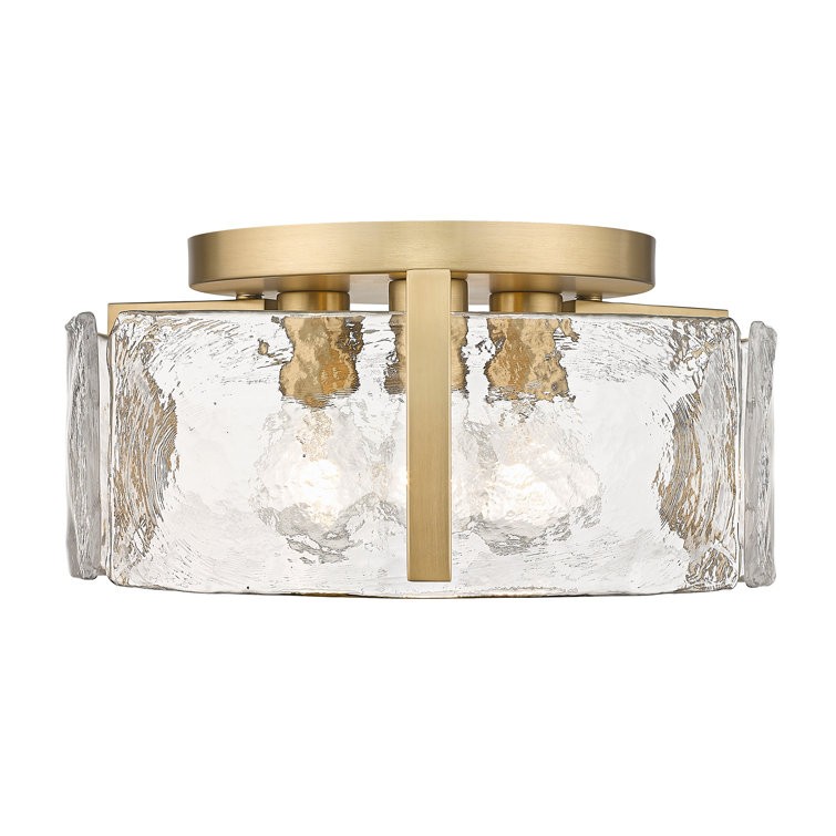 Ozu Modern Water Ripple Glass Drum Flush Mount Light