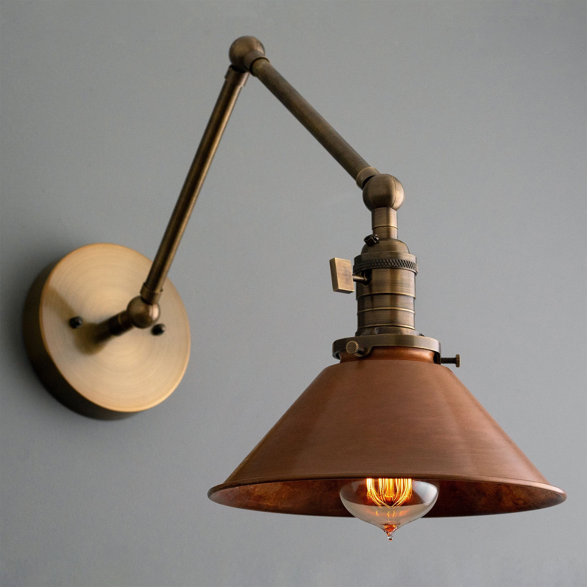 Hugo Industrial Metal Swing Arm Conical Wall Lilght
