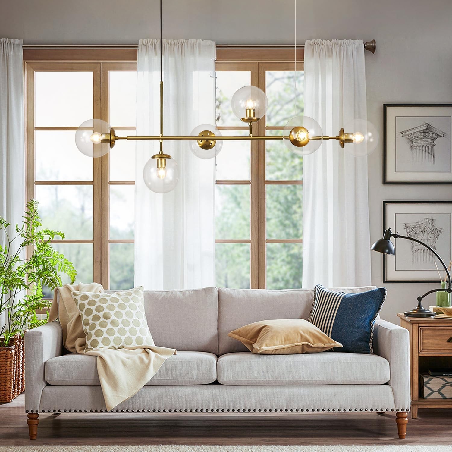 Celestina 6 Light Linear Glass Orb Pendant Light