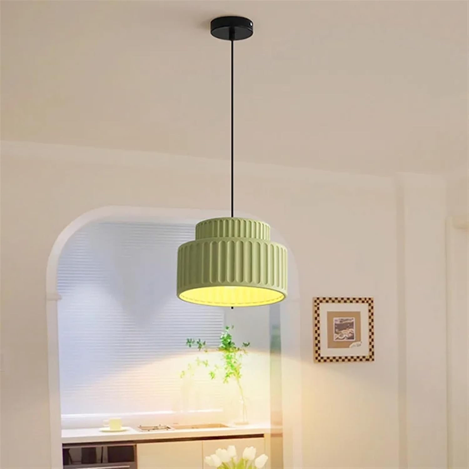 Draxithor Wabi Sabi Fluted Resin Cream Pendant Light