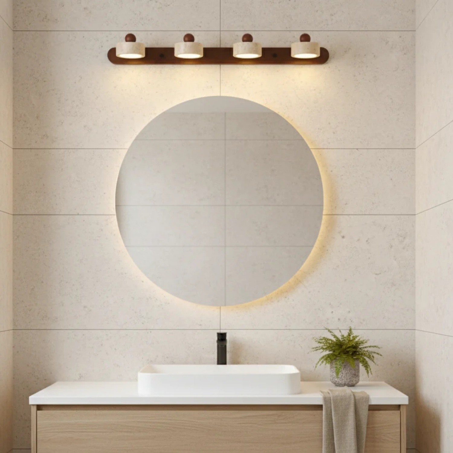Macdonald Wabi Sabi Natural Travertine Adjustable Heads Wall Lamp