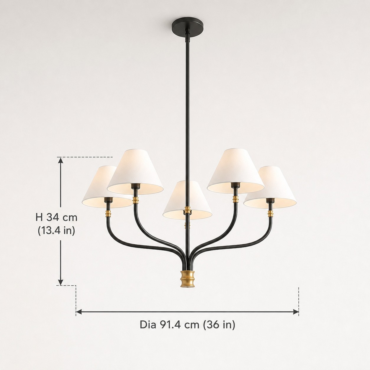 Ashlyn Modern 5/6 Light White Linen Conical Chandelier