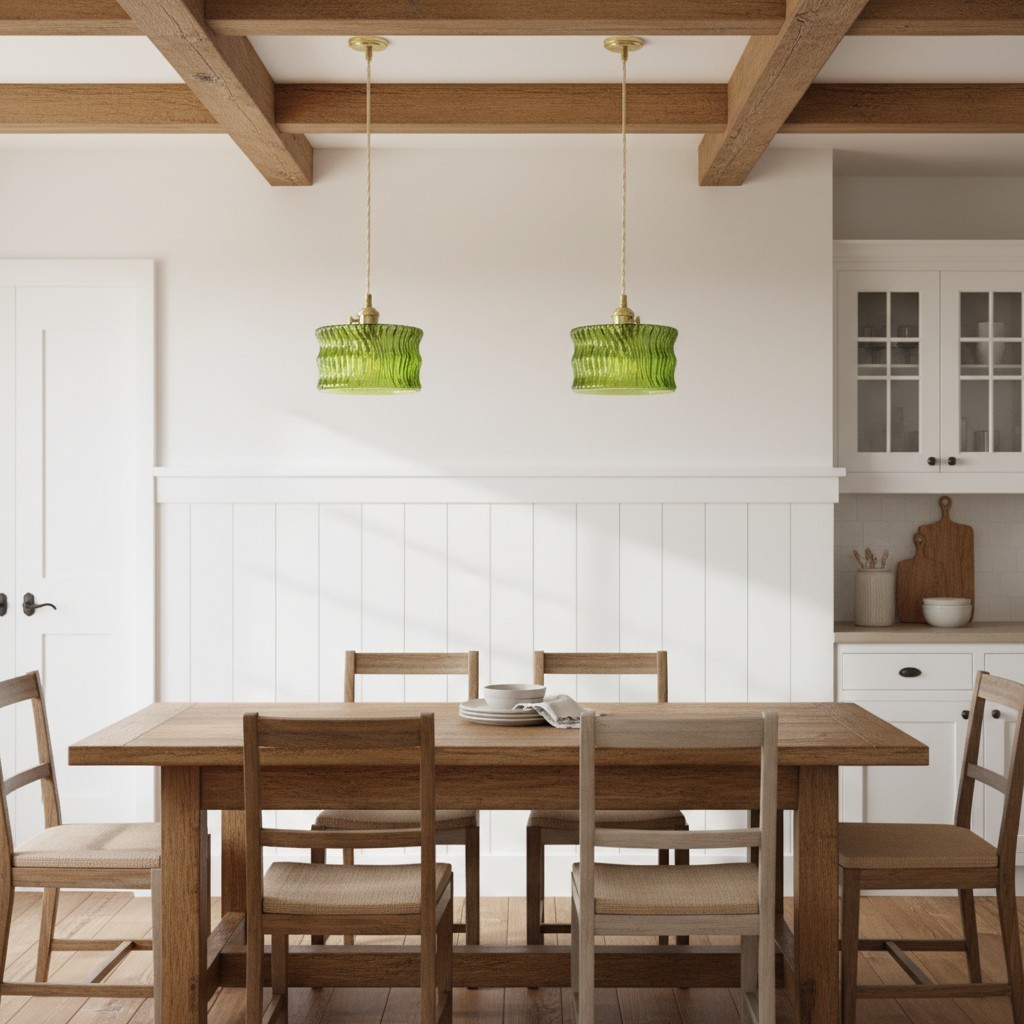 Roslyn Retro Stained Ribbed Glass Pendant Light