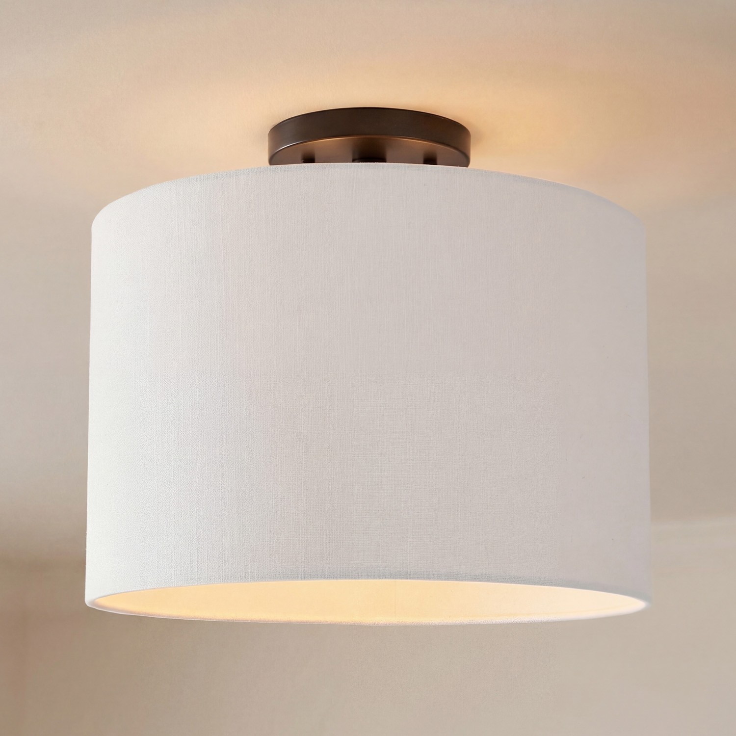 Kaethe Fabric Drum Shade Semi Flush Mount Light