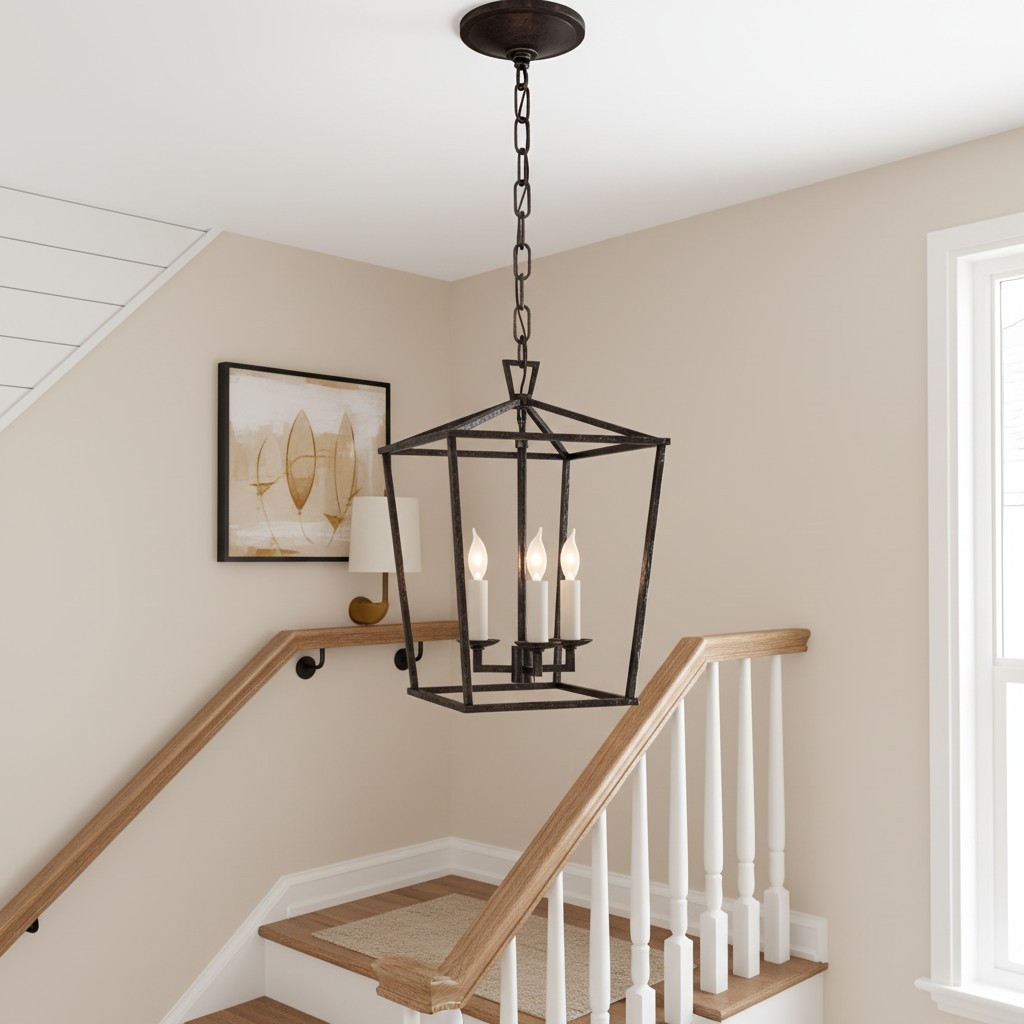 Aria Farmhouse Wrought Iron Lantern Chandelier Light