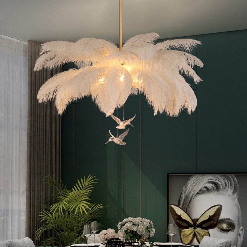 Caden Modern Nordic Ostrich Feather Chandelier