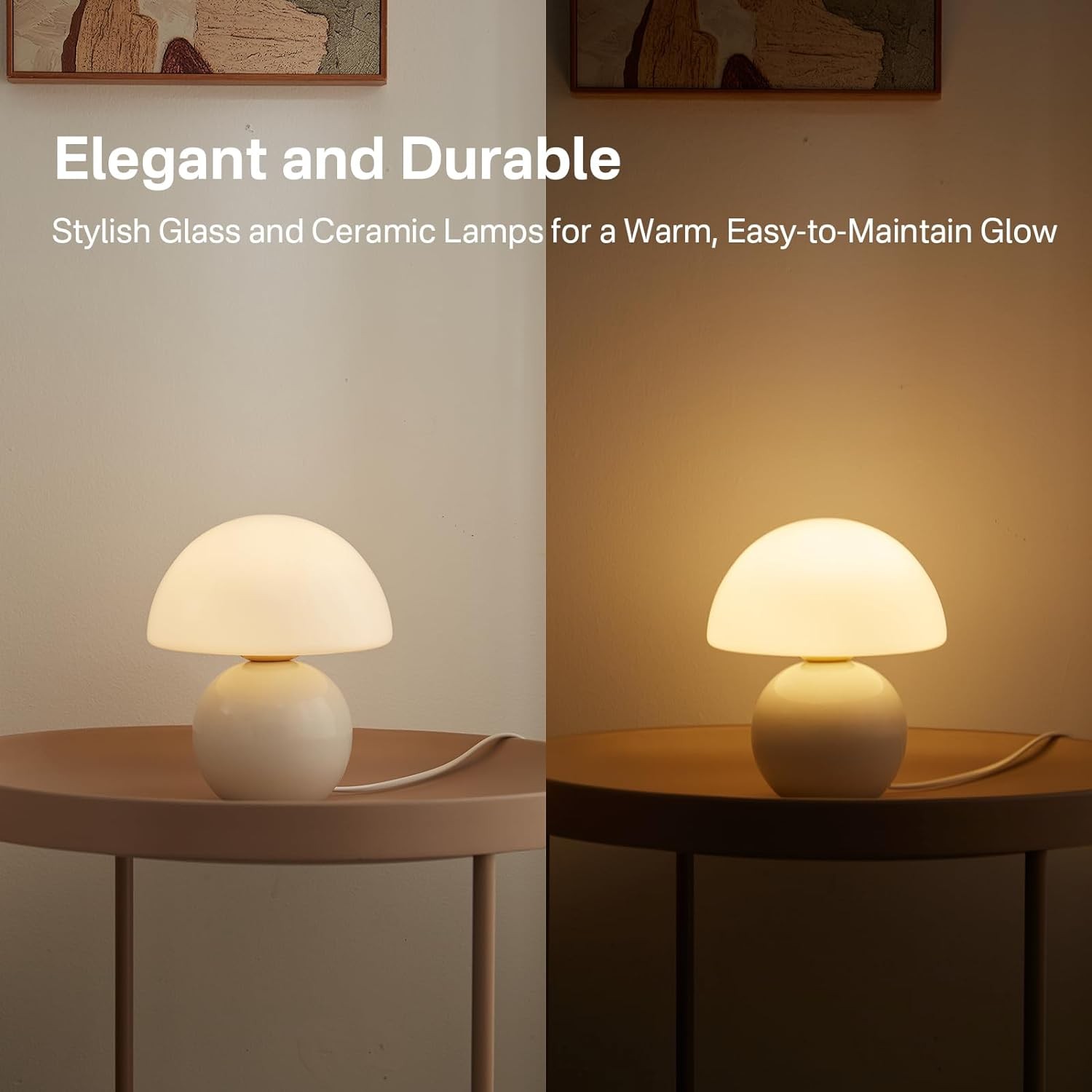 Evinth Mini Colorful Ceramic Base Mushroom Table Lamp