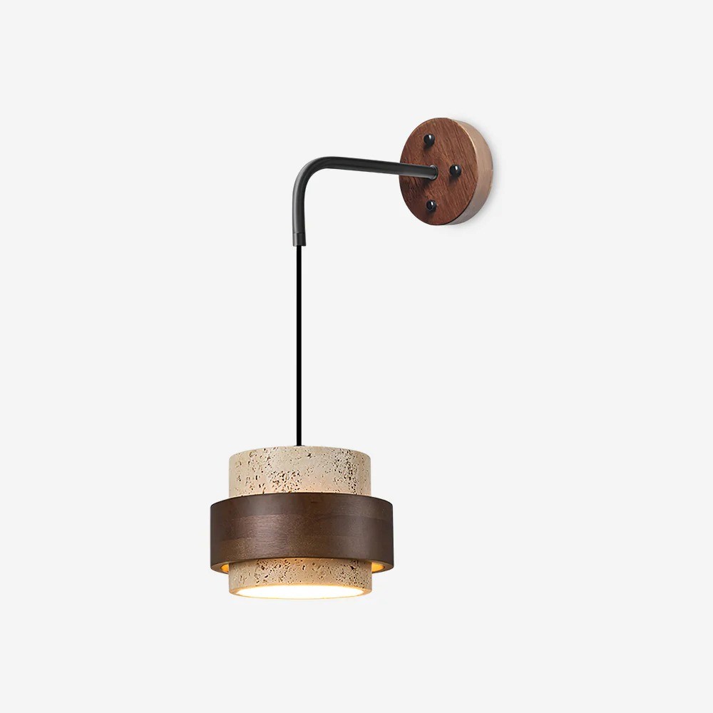 Timothy Wabi Sabi Natural Cylindrical Travertine Wall light
