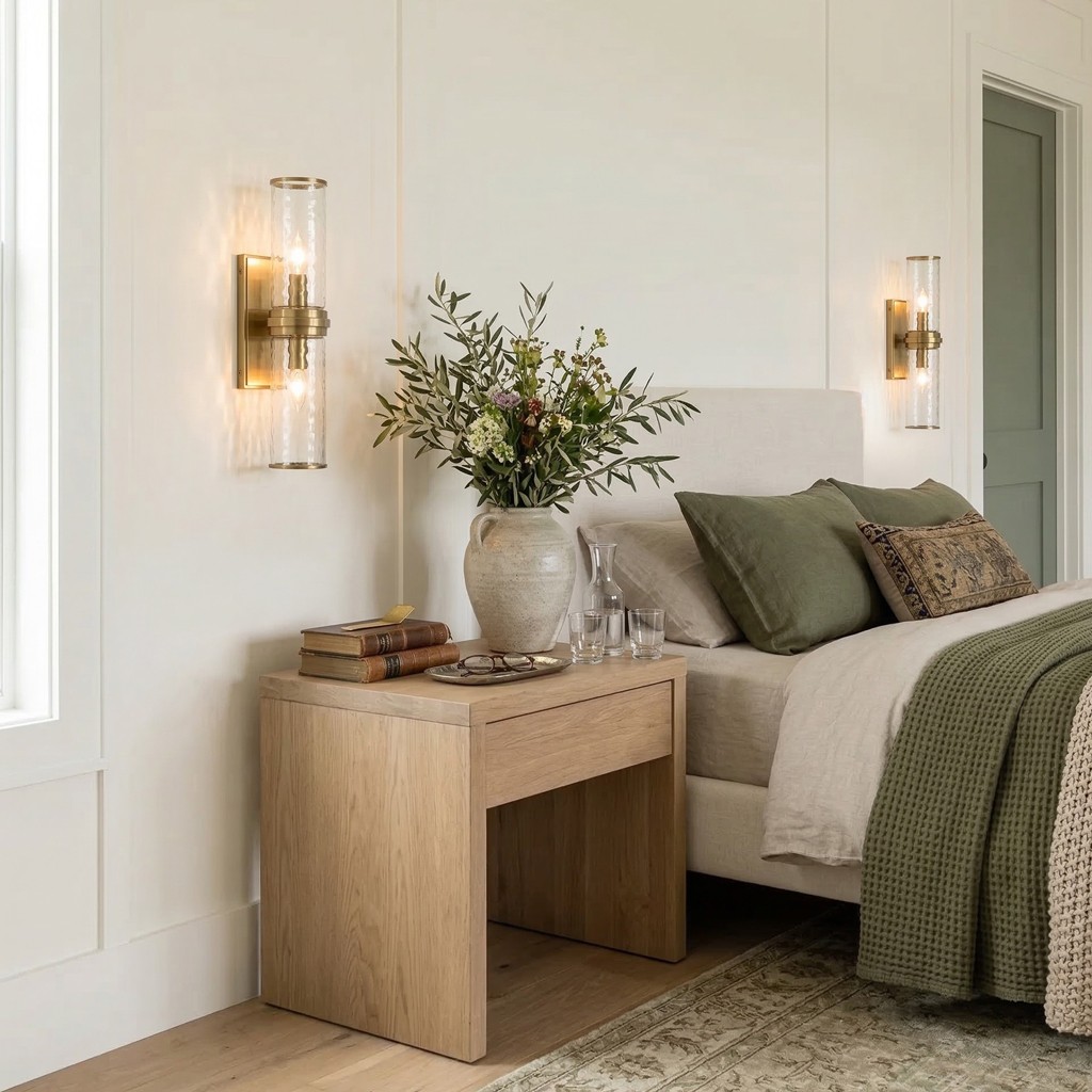 Cora Farmhouse Hammered Glass Double Tube Sconce