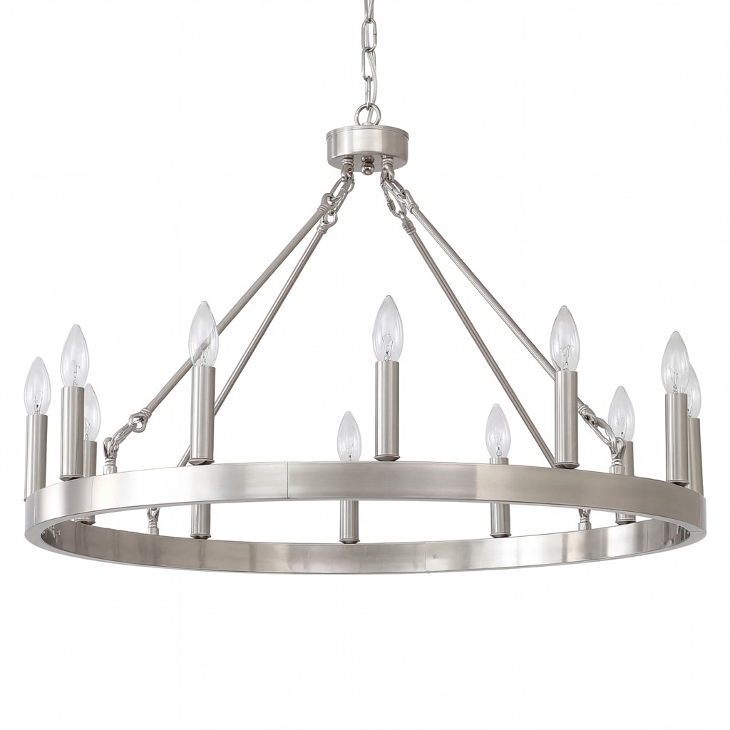 Beau Large 12 Lights Rustic Wagon Wheel Chandelier