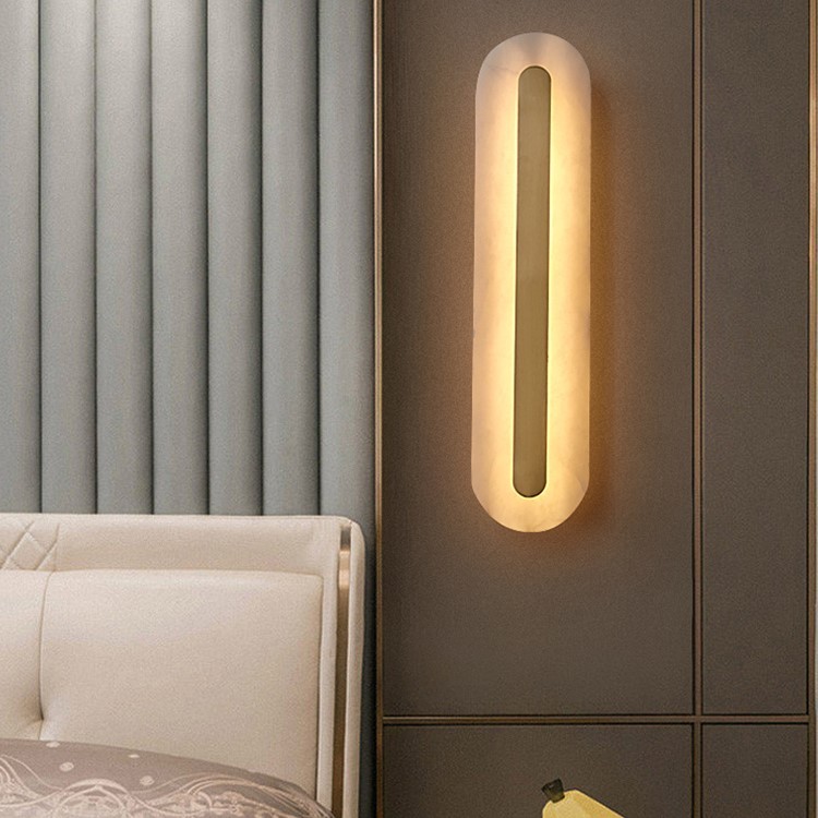 Ozeki Minimalist Brass And Genuine Alabaster Sconce