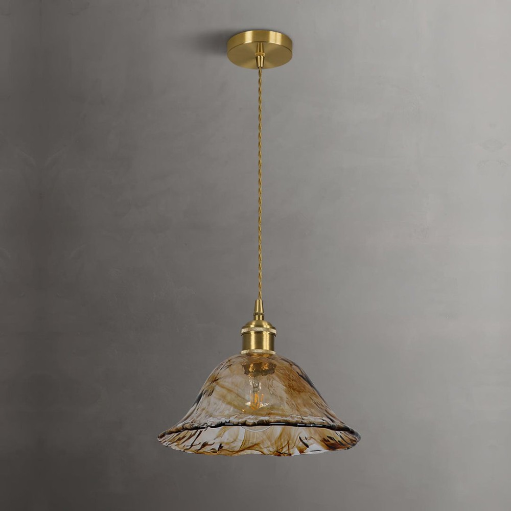 Nyxalis Vintage Brass Glass Pendant Light