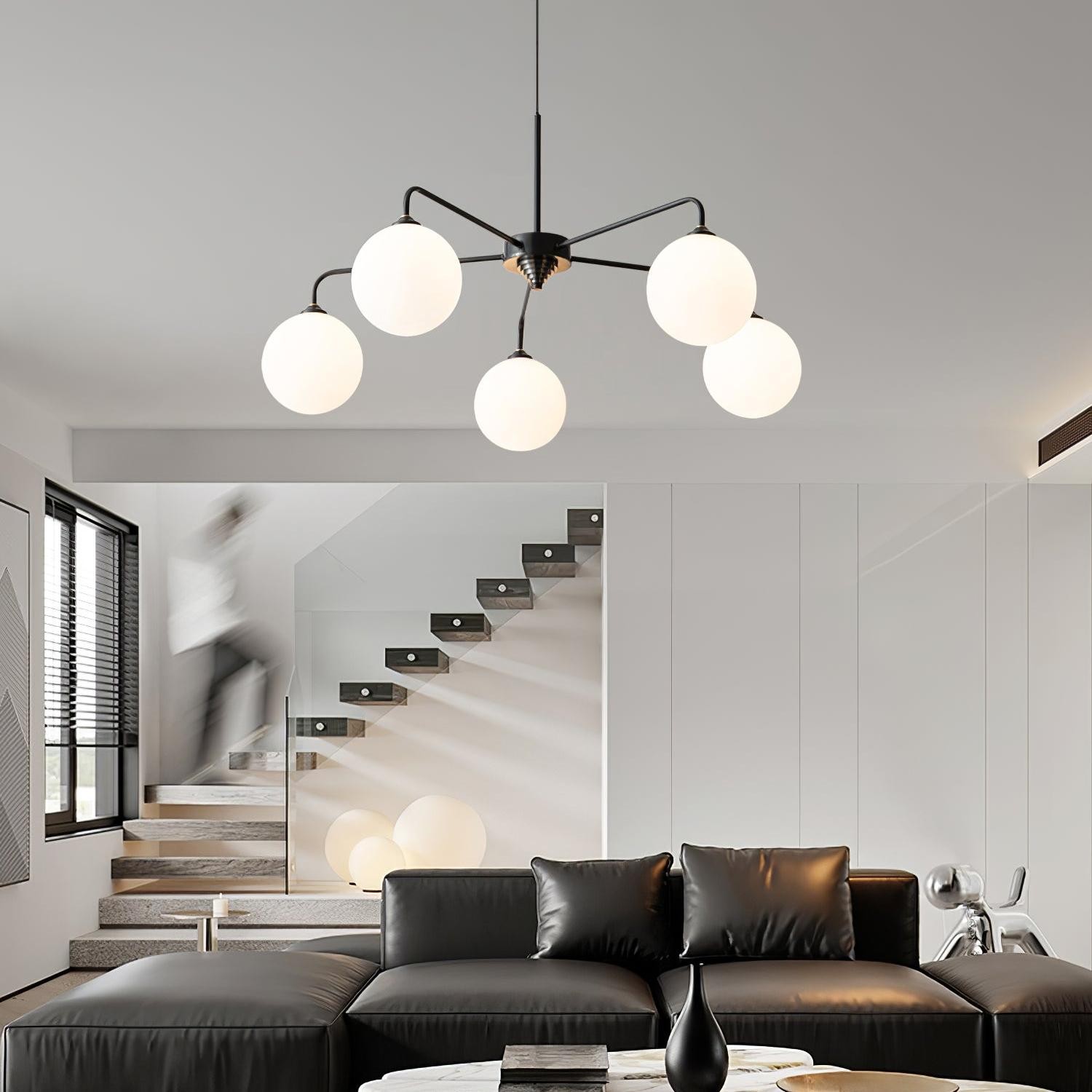 Maytoni Modern 5 Lights White Glass Globe Chandelier