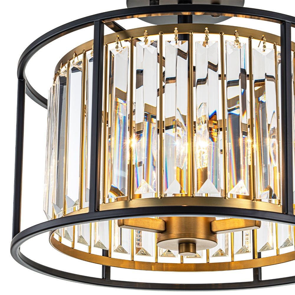 Eileyn Crystal Drum Semi Flush Mount Ceiling Light