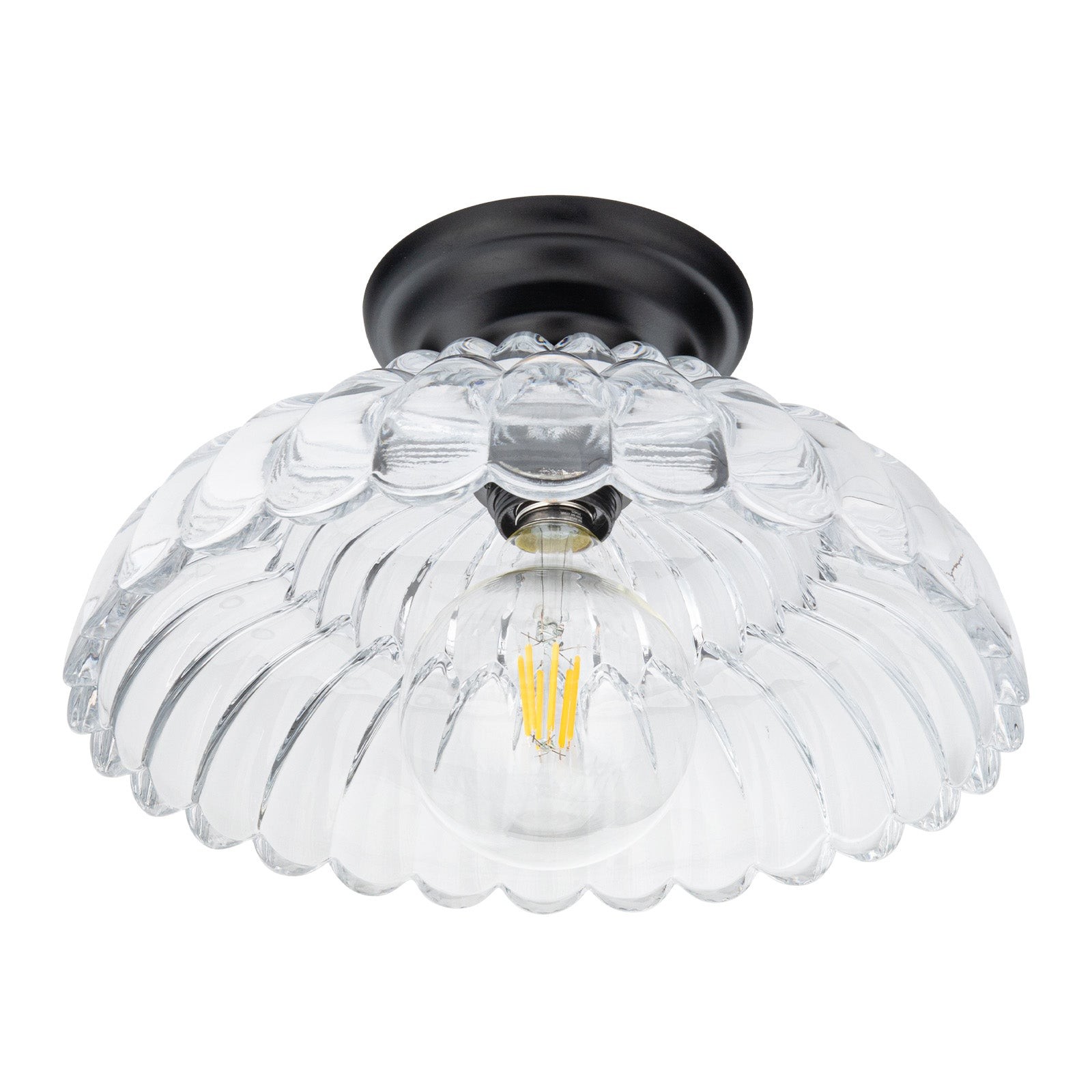 Fyxar Clear Glass Scalloped Flush Mount Light