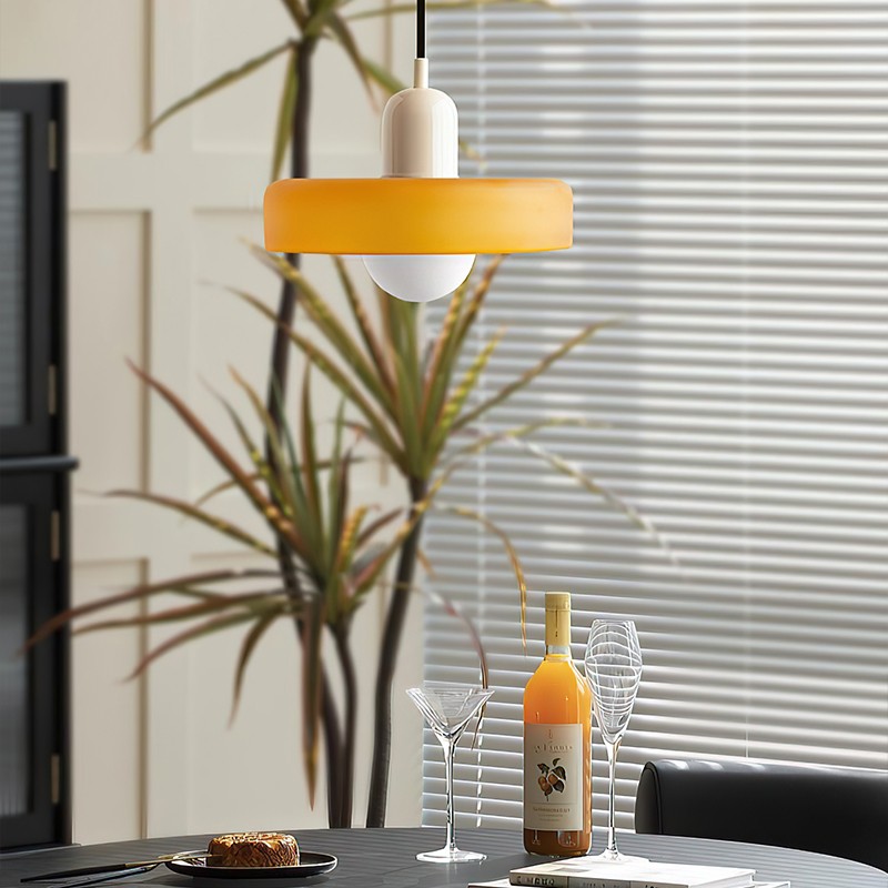 Xanadu Bauhaus Stained Glass Disc Pendant Light