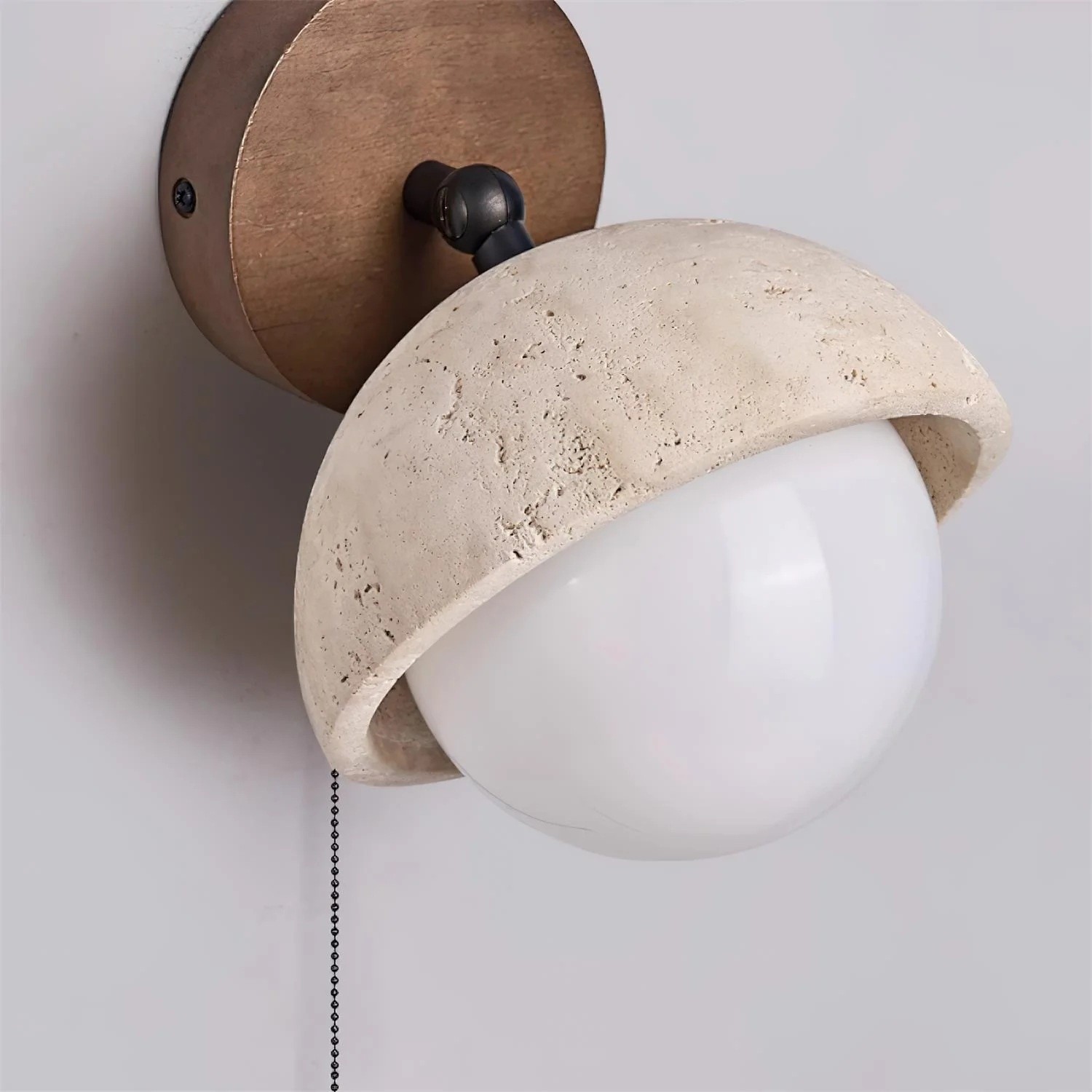 Hamnett Minimalist Natural Globe Travertine Wall Lamp