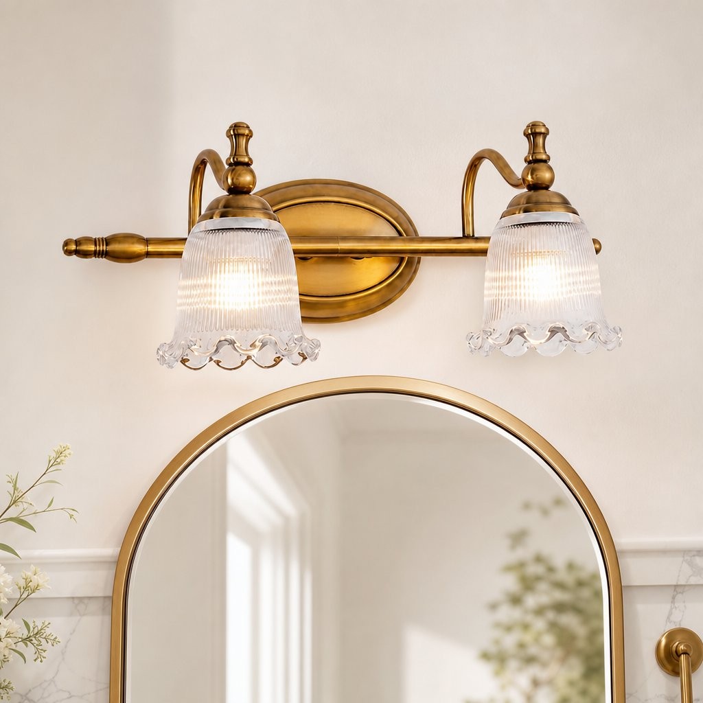 Cormac French Vintage Ribbed Glass Flower Wall Sconce