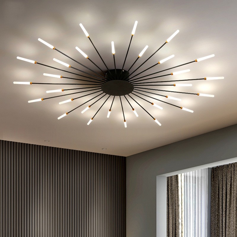 Pranika Modern Sputnik LED Fireworks Semi Flush Mount Ceiling Light
