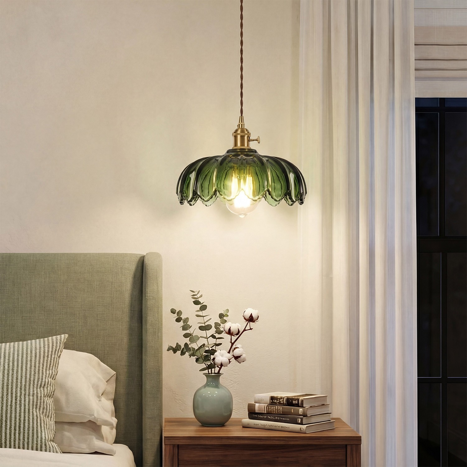 Jacinta Green Scalloped Pendant Light