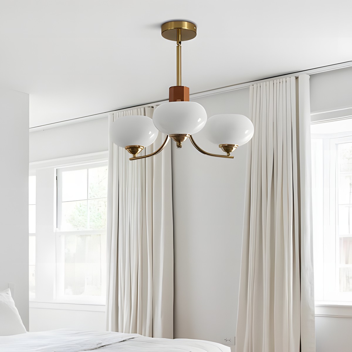 Juino Wood Farmhouse Milk Ball Sputnik Chandelier