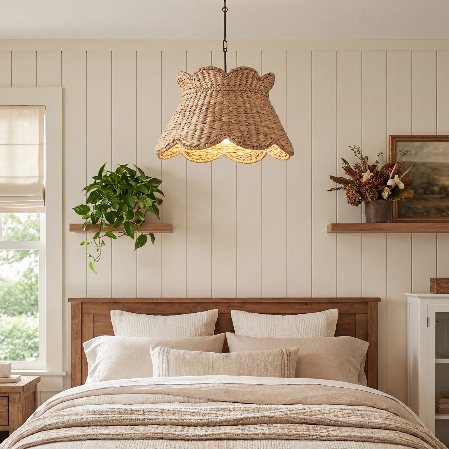 Karinne Natural Flower Rattan Pendant Light