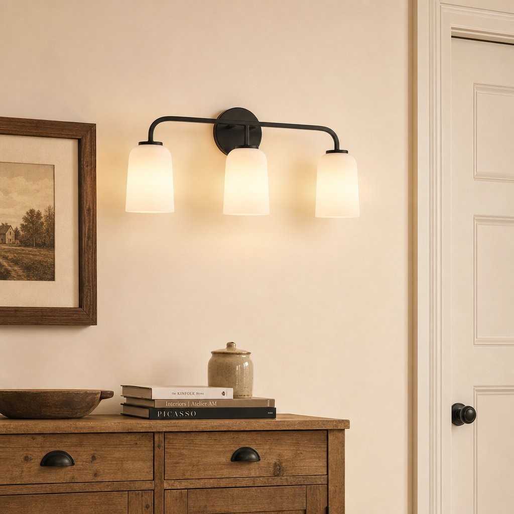 Bransen Modern Milk Glass 2/3-Light Vanity Wall Sconce