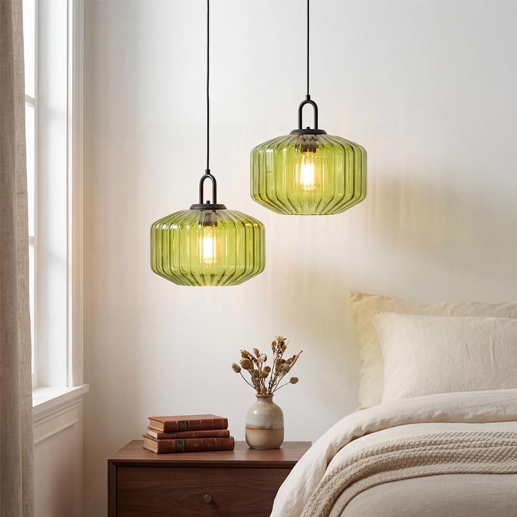 Ivan Vintage Handmade Striped Glass Pendant Light
