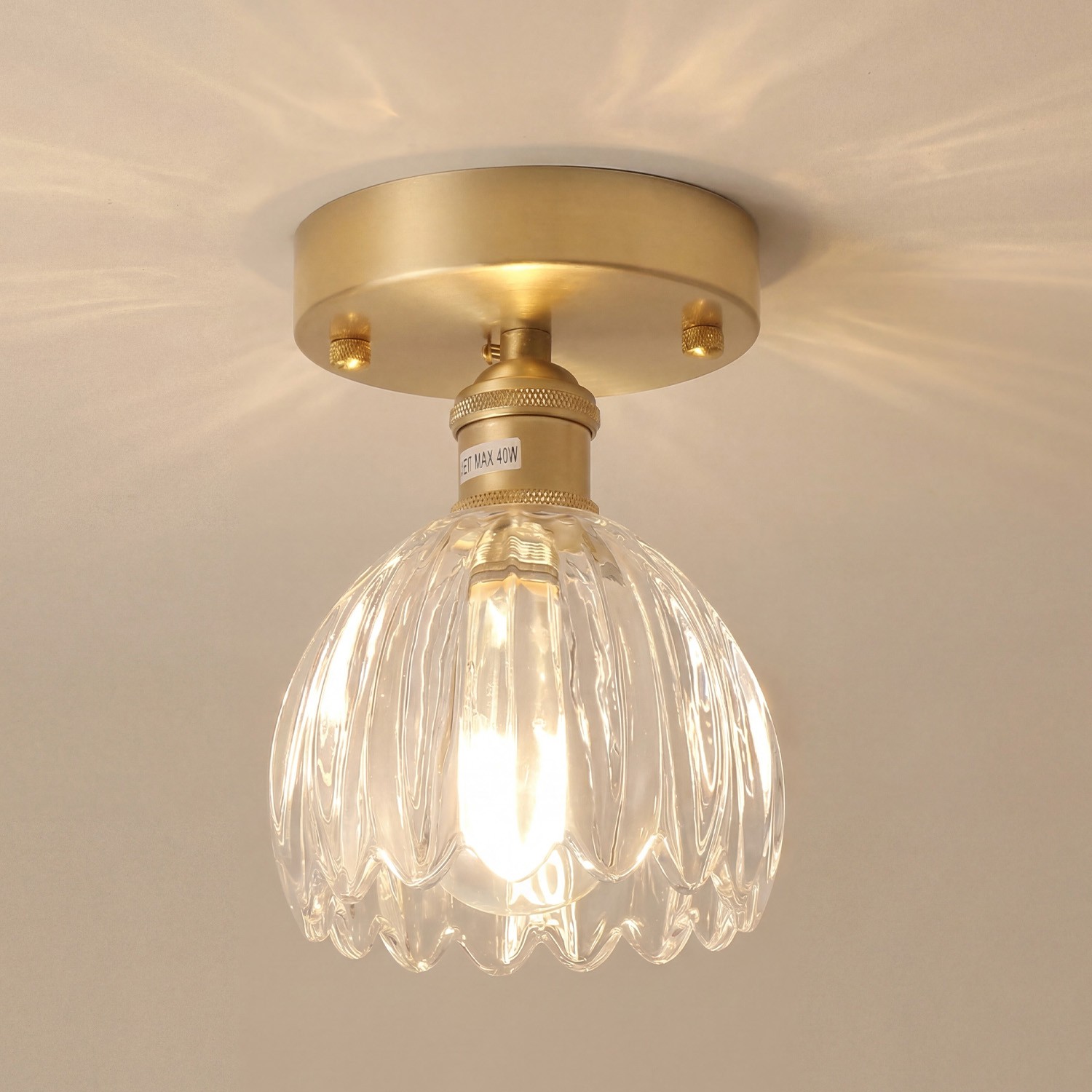 Ozir Stained Glass Flush Mount Tulip Light