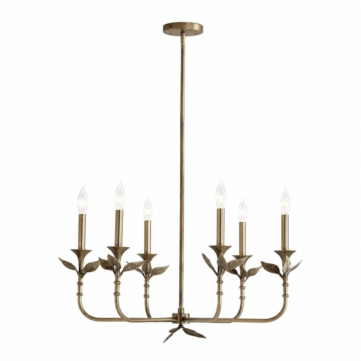 Jocelyn Retro Antique Brass Botanical Forged Iron Chandelier