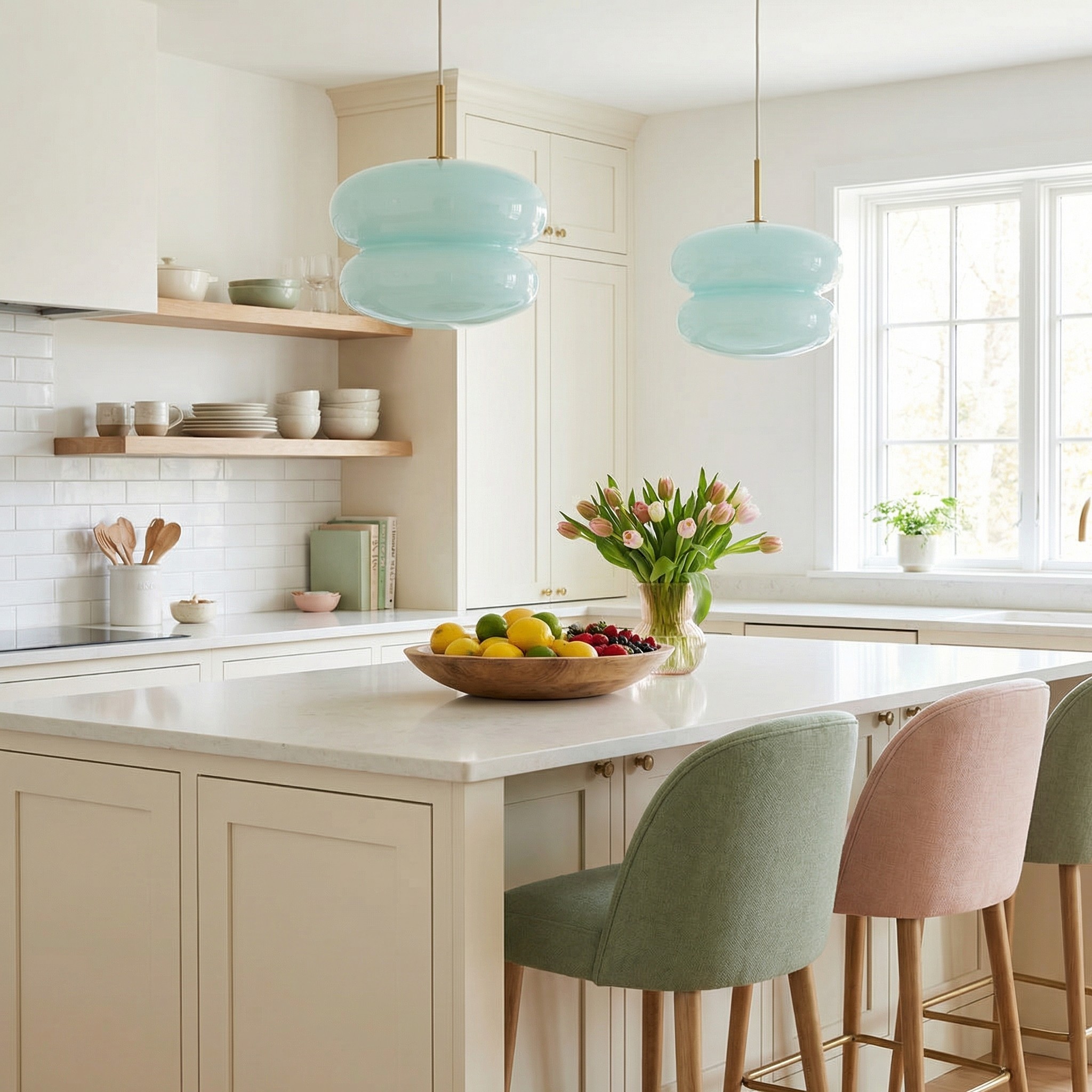 Josie Cream Bauhaus Opal Glass Pendant Light