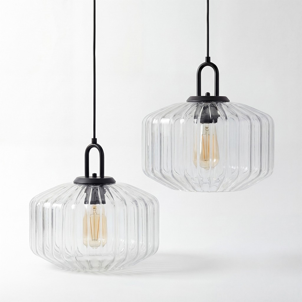 Ivan Vintage Handmade Striped Glass Pendant Light