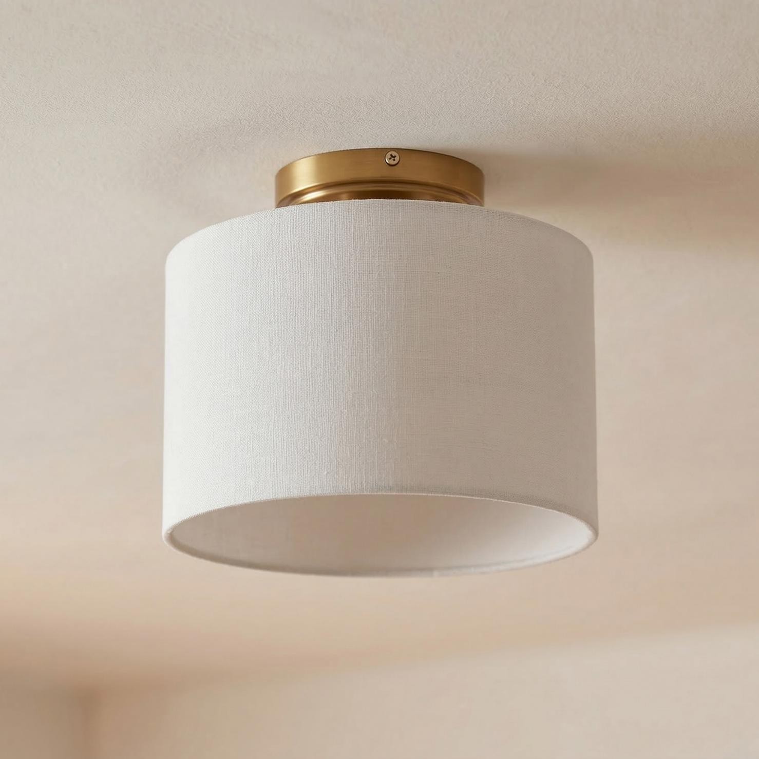 Kaethe Fabric Drum Shade Semi Flush Mount Light
