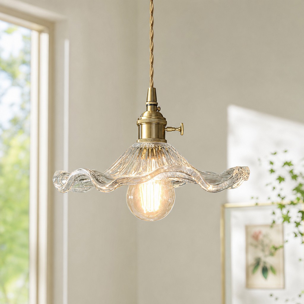 Liliana Retro Hibiscus Flower Glass Shade Pendant Light