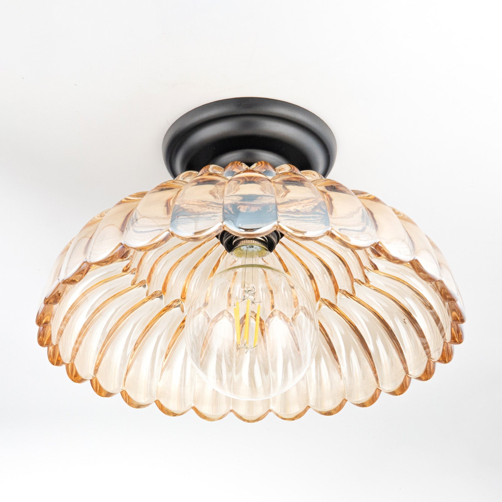 Fyxar Clear Glass Scalloped Flush Mount Light