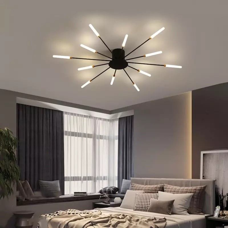 Pranika Modern Sputnik LED Fireworks Semi Flush Mount Ceiling Light