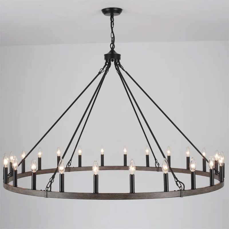 Raeth Farmhouse 24 Lights Wagon Wheel Candle Style Chandelier